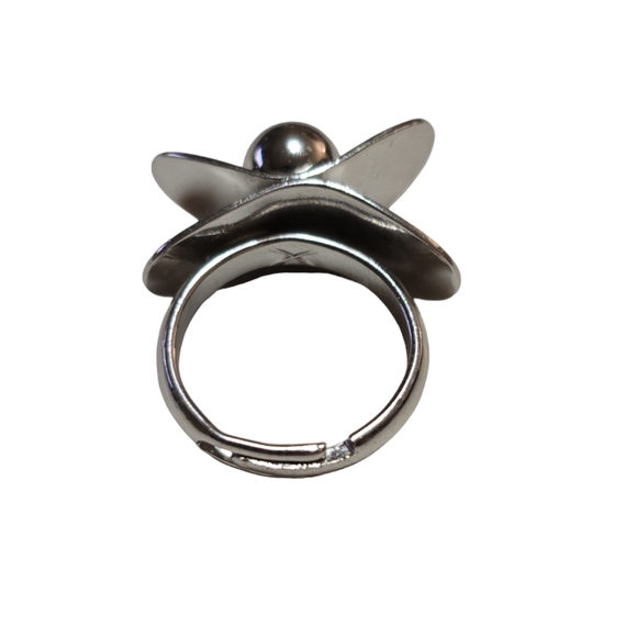 Metal Flower Adjustable Ring L12 - Picture 2 of 3